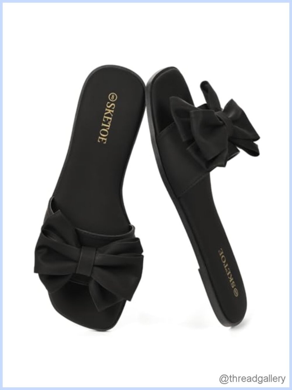 Women's Bow Flat Sandals Square Toe Slide for Wedding Beach Vacation